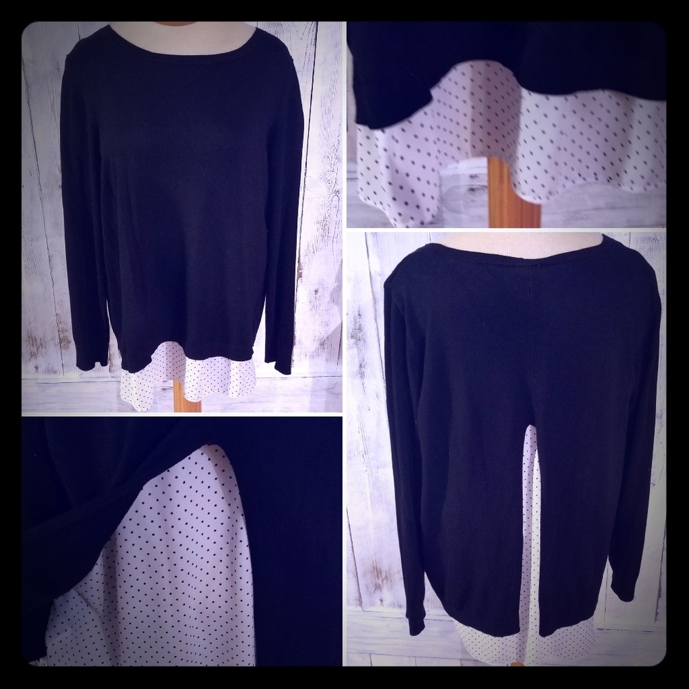 Faded Glory Black Sweater Blouse w/ Peekaboo Back